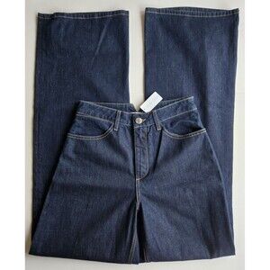 $363 NWT SPRWMN Joan super wide leg high rise dark wash jeans women's 27